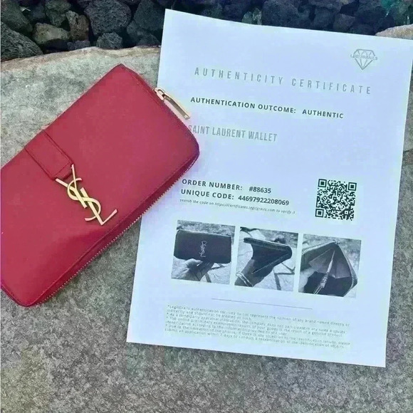 Red YSL long zippy wallet. Calfskin Leather. In GUC. Minor wear. Comes with COA - Picture 2 of 14